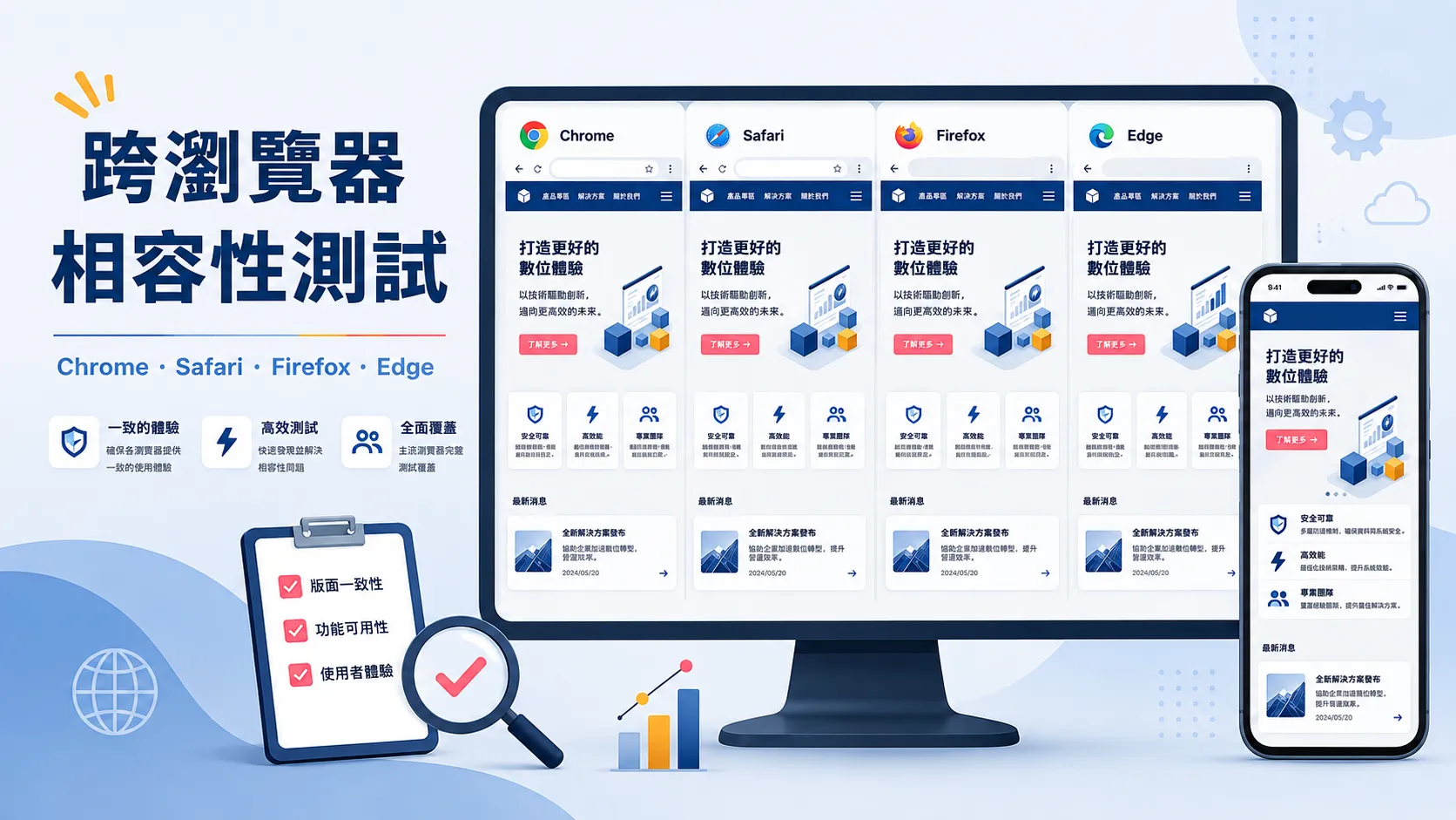 網頁設計：跨瀏覽器相容性測試 Chrome、Safari、Firefox、Edge 完整指南