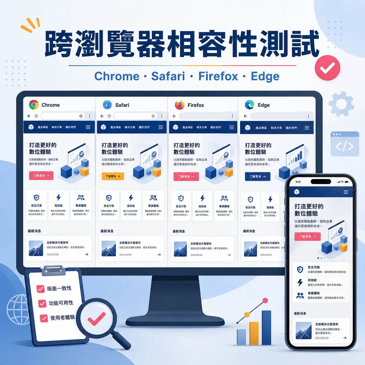 網頁設計：跨瀏覽器相容性測試 Chrome、Safari、Firefox、Edge 完整指南