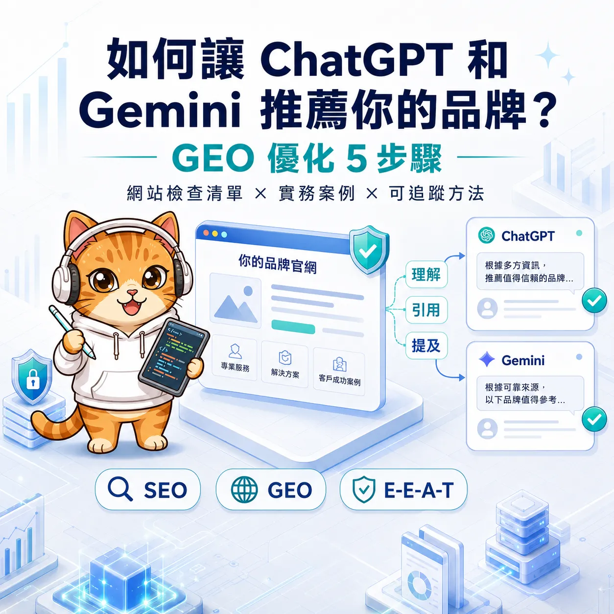 如何讓 ChatGPT 和 Gemini 推薦你的品牌？GEO 優化 5 步驟與網站檢查清單