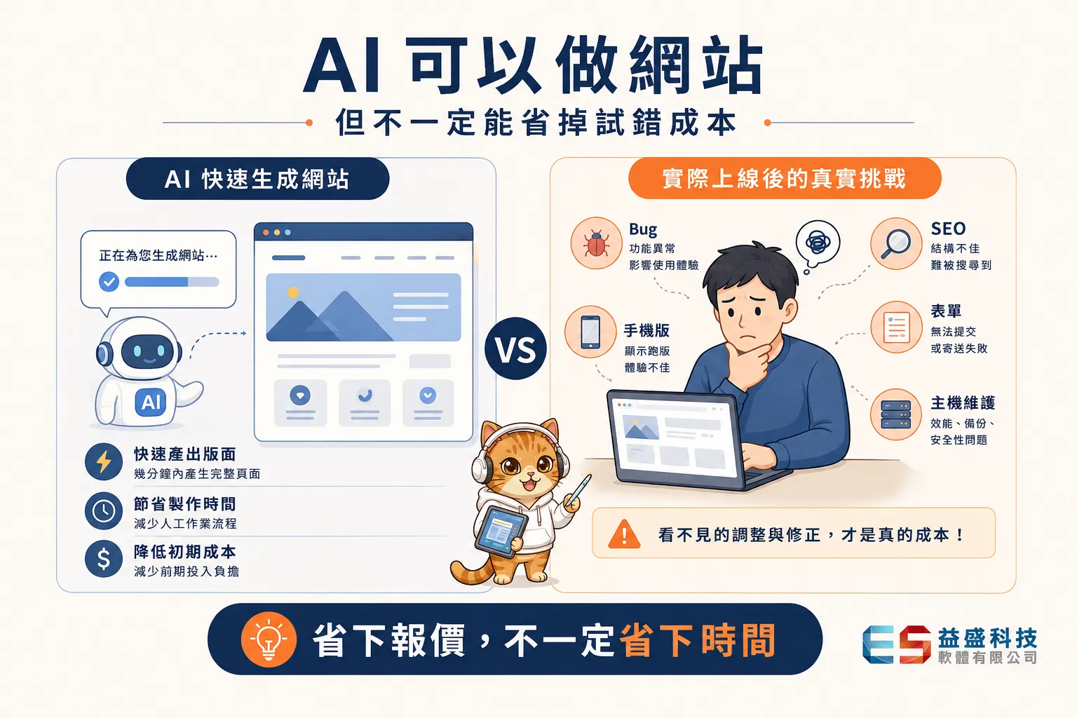 AI 做網站真的比較省錢嗎？